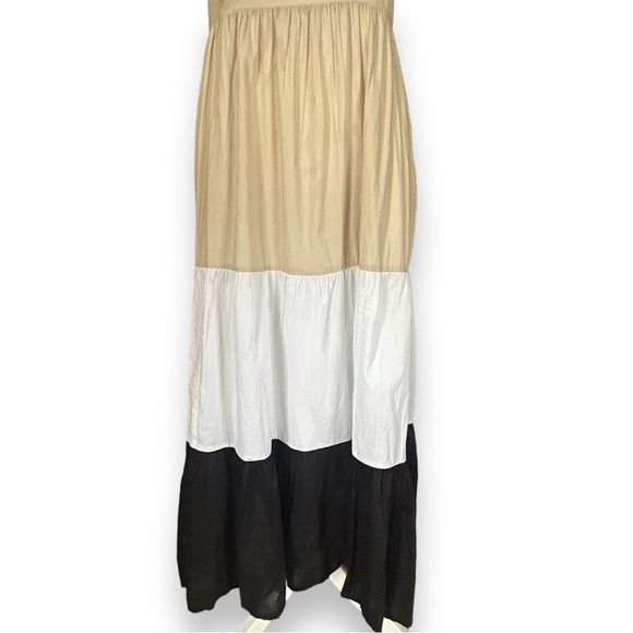 J. Crew Factory Squared Neck, Multi-tier, Neutral Color, Midi Dress - Picture 6 of 11